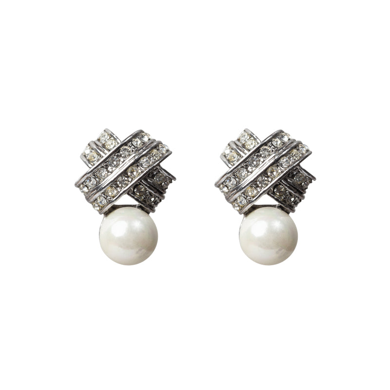 Crystal Pearl Stud Earrings