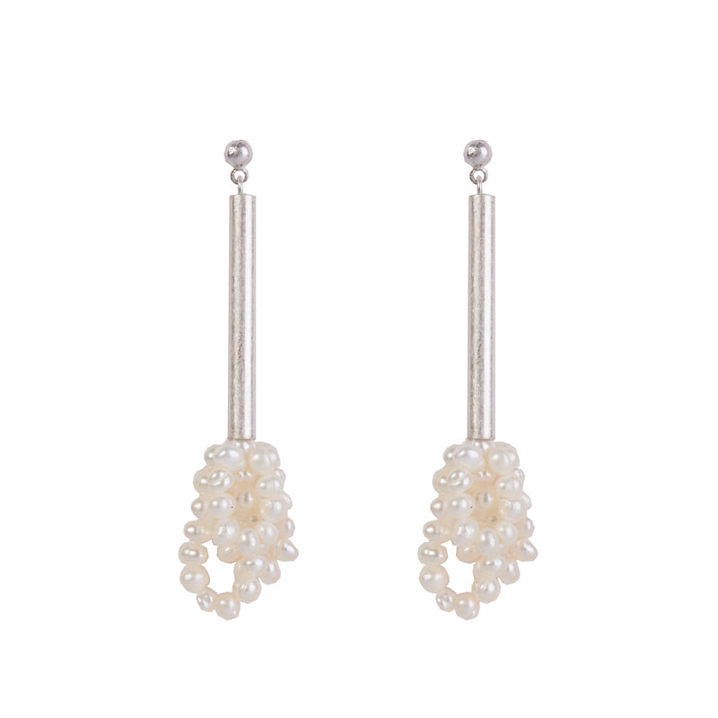 Pearl Cluster Drop Earrings