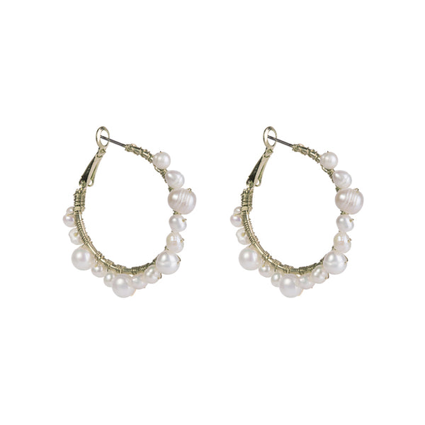Wrapped Pearl Hoop Earrings