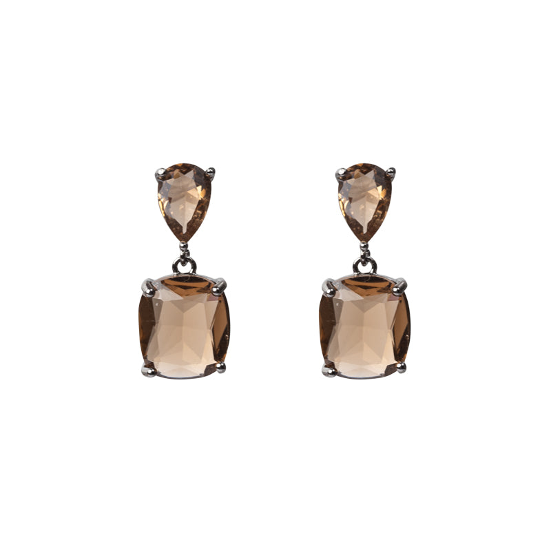 Smoke Cut Glass Earrings
