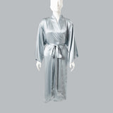 Pure Silk Kimono Robe in Duckegg