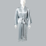 Pure Silk Kimono Robe in Duckegg
