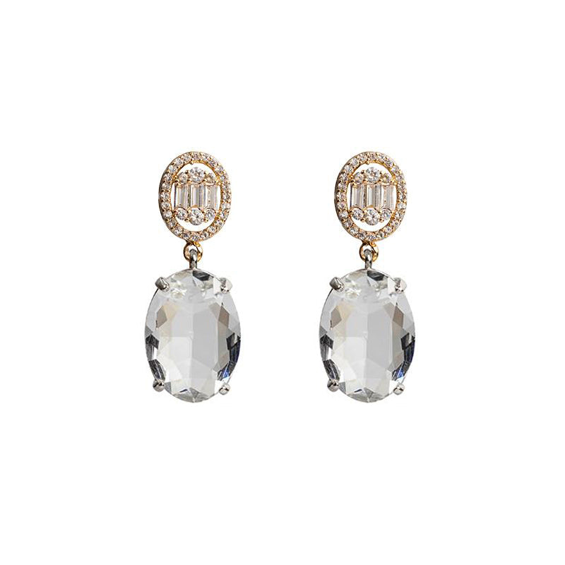 Round Diamanté Drop Earrings