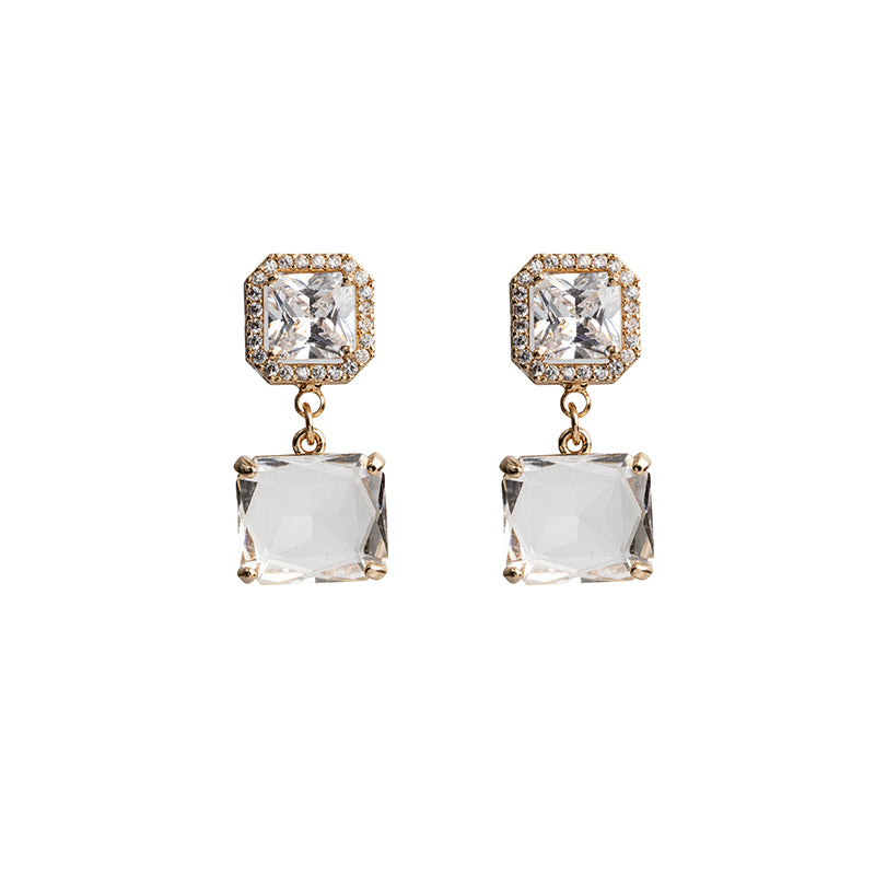 Square Diamanté Drop Earrings