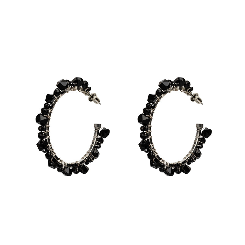 Wrapped Stone Hoop Earrings