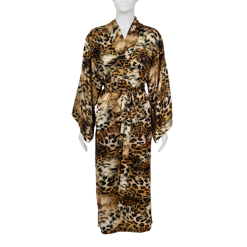 Pure Silk Leopard Kimono Robe