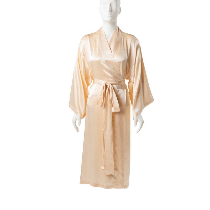 Pure Silk Kimono Robe in Blush