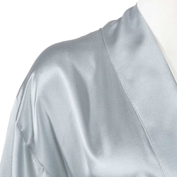 Pure Silk Kimono Robe in Duckegg