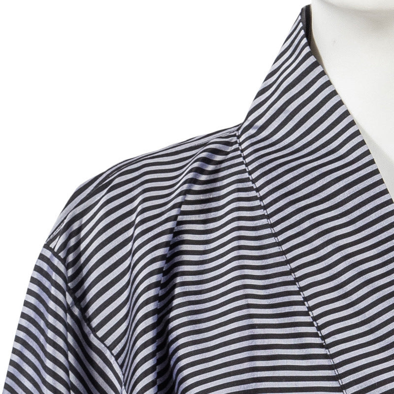 Silver Stripe Pure Silk Kimono Robe