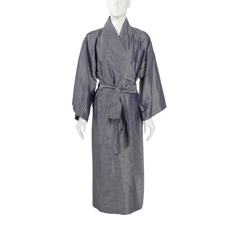 Silver Stripe Pure Silk Kimono Robe