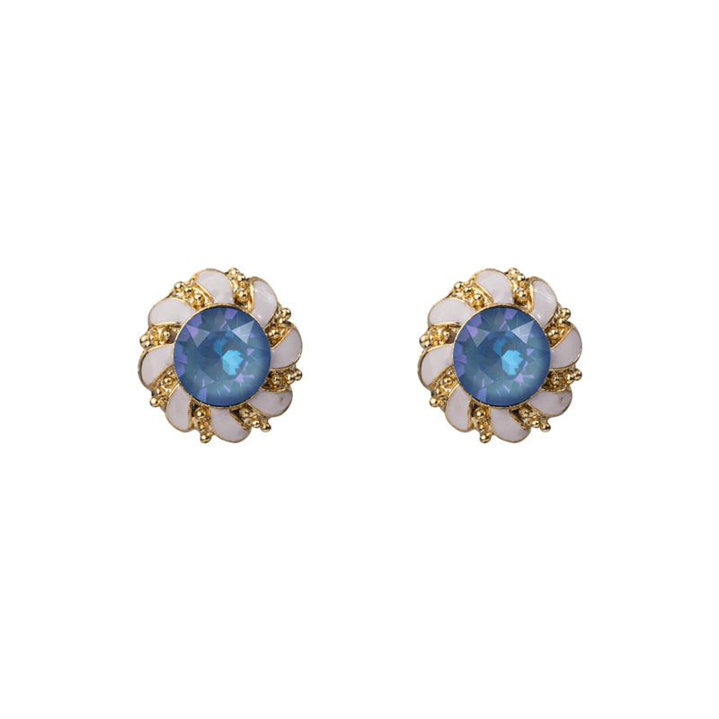 Enamel Stud Earrings in Ivory