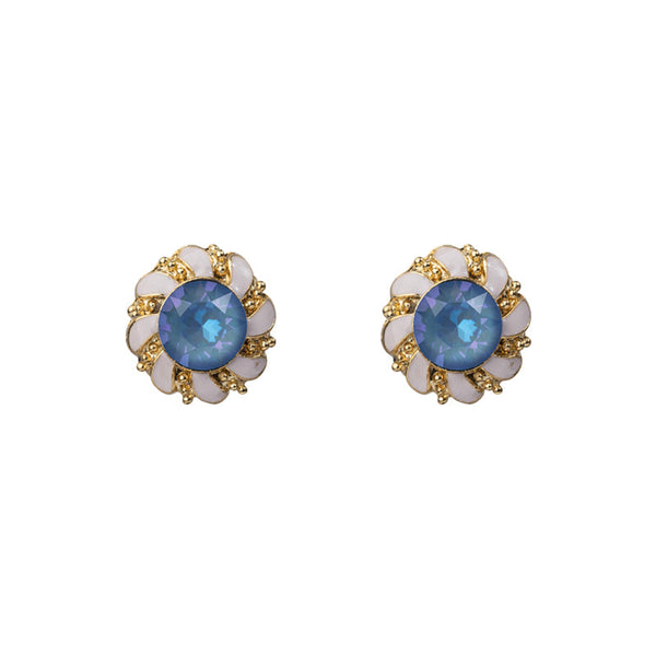 Enamel Stud Earrings in Blue