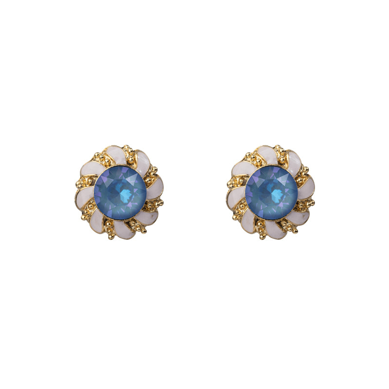 Enamel Stud Earrings in Blue