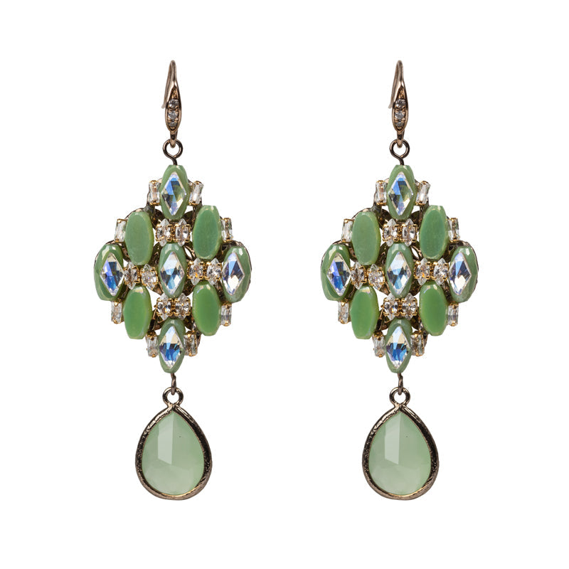 Diamond Swarowski Earrings in Green