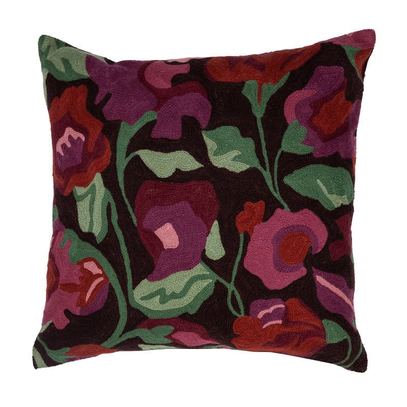 Floral Cushion Cover in Plum