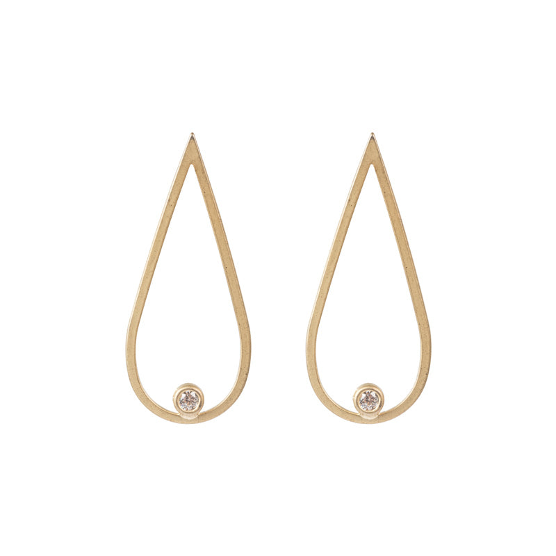 Matted Gold Tear Drop Earring