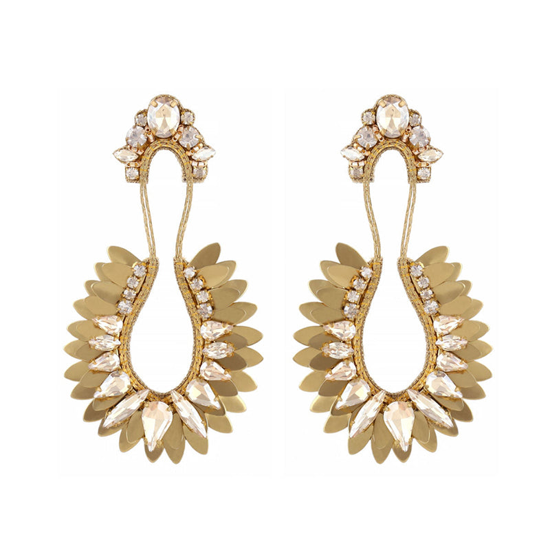 Deepa Gurnani Stone Earrings in Gold