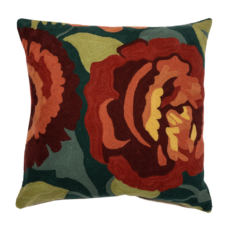 Floral Cushion Cover in Emerald